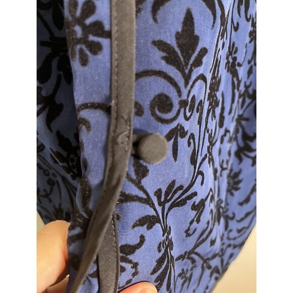 Susan Graver Floral Jacket M Blue Burnout Asian Boho Western Classic Chic Retro - Picture 4 of 11